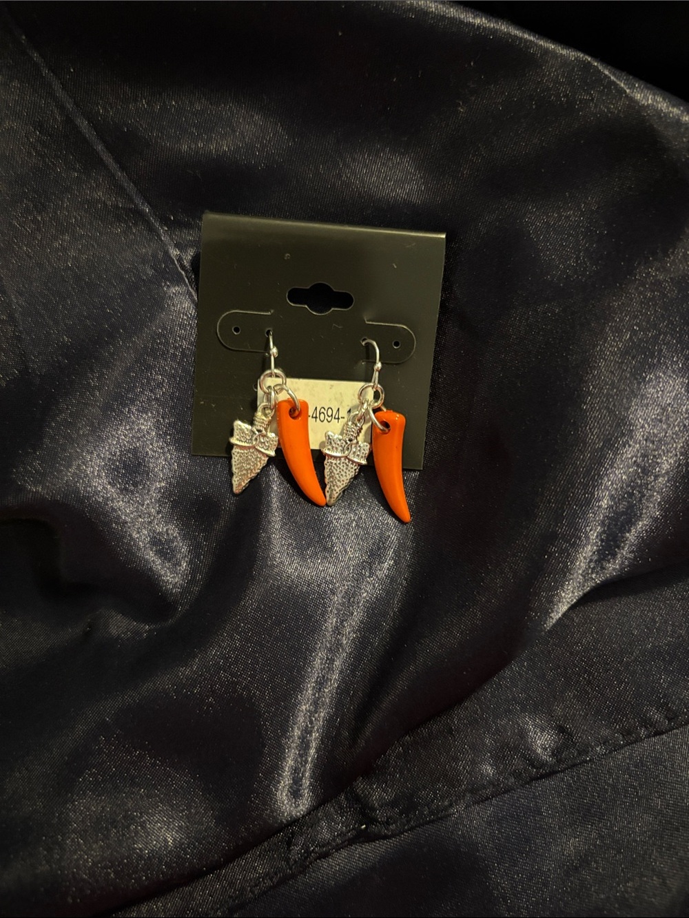 Bold Orange Horn Drop Earrings with Silver Accents - Women Accessories